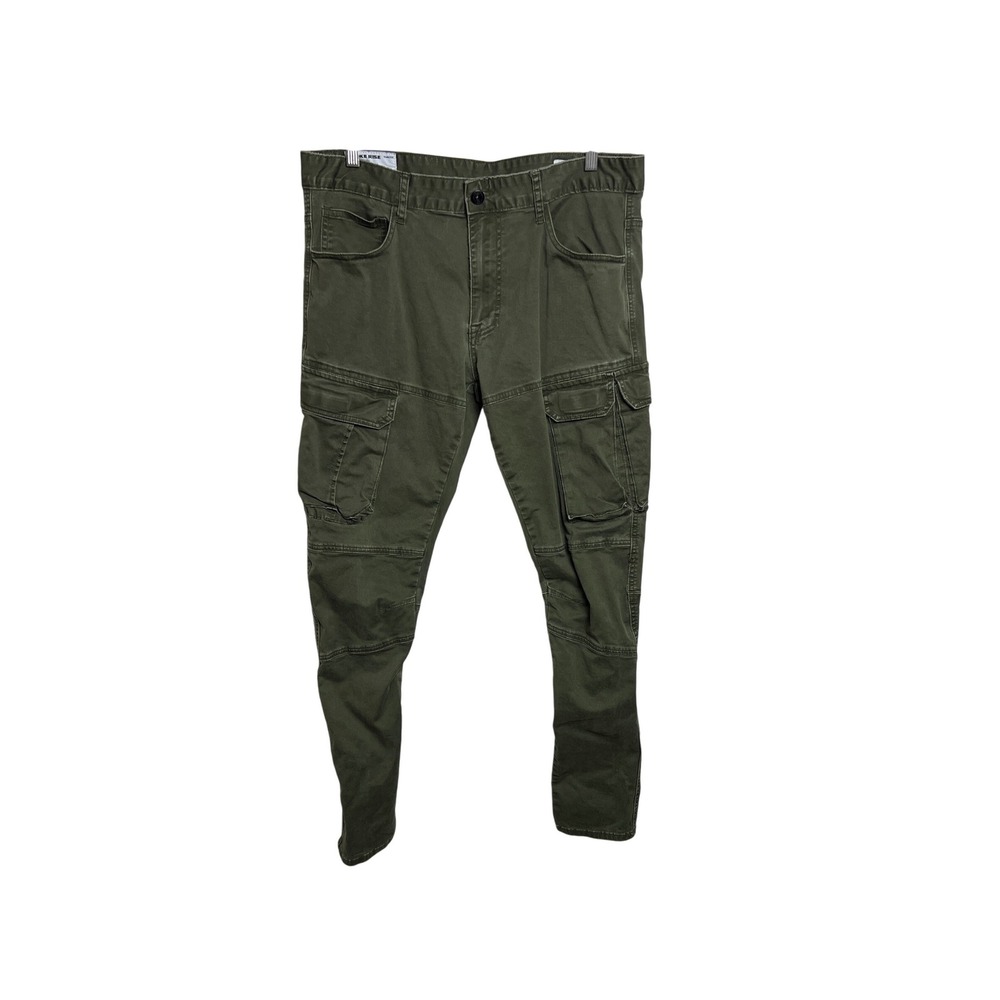 Smoke Rise Cargo Pant Men Tag 36x34 Olive Green Slim Moto Utility Streetwear D05